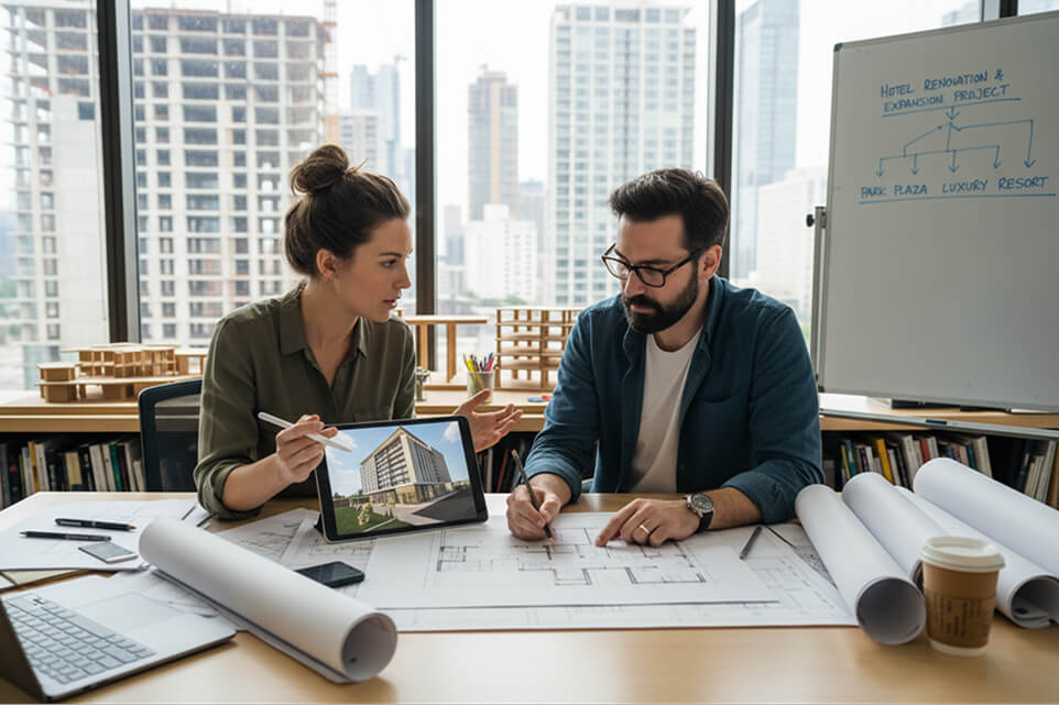 Consulenza sulla scelta di materiali e finiture per il restyling hotel